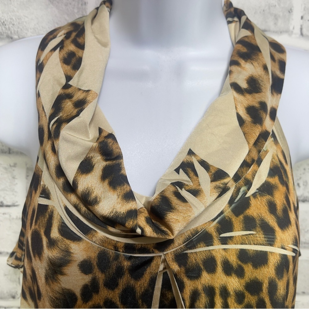 Moa Moa Leopard Print Slouch Neck Sleeveless Blouse Medium - Picture 2 of 10